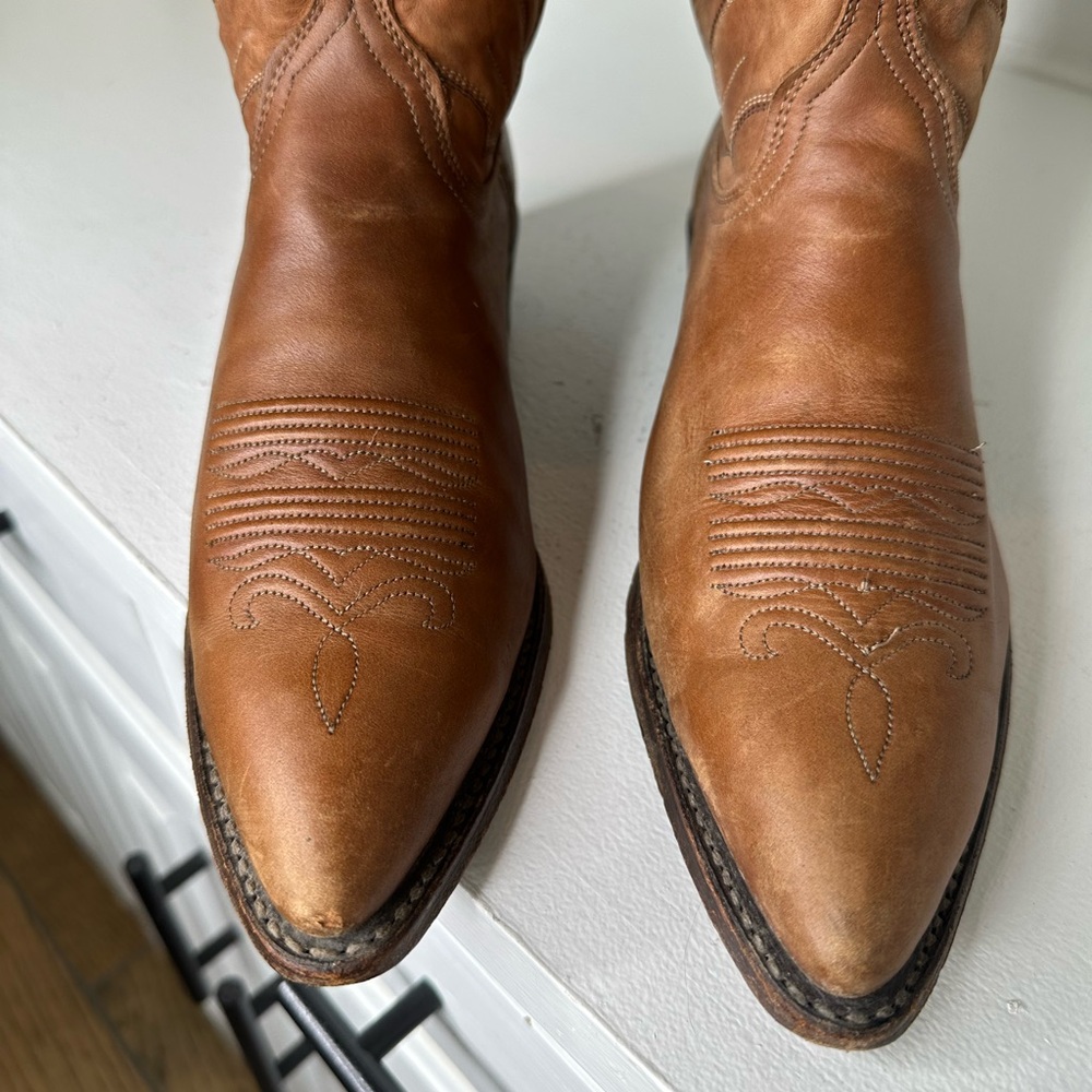 Vintage Dan Post Marlboro Collection Women’s 8.5 Western Cowboy Boots Tan - Picture 3 of 10
